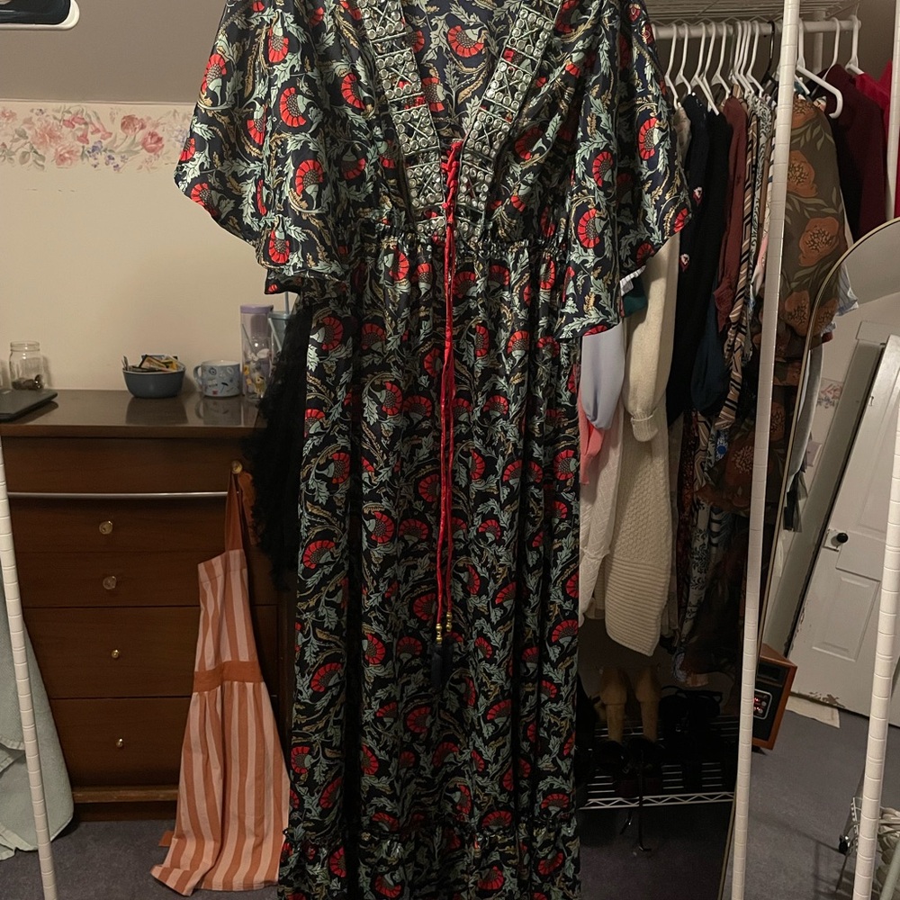 Floral Black and Red Maxi Dress